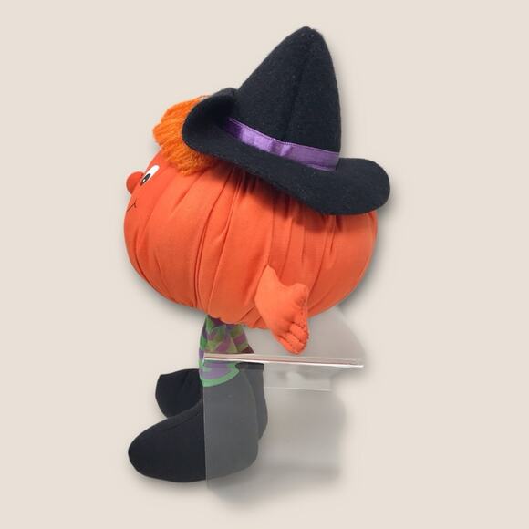 1982 Vintage Hallmark Orange Pumpkin Witch Halloween Bean Bag Plush - Picture 5 of 9